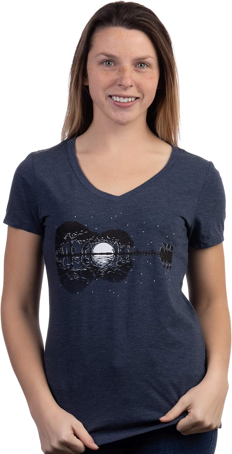 Vintage Nature Art Print - Cool Unique Illustration V-Neck T-Shirt Top Tee for Women