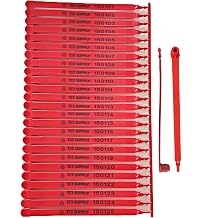 Tamper Evident Plastic Truck Seals | Sequential Numbered Pull-Tight Security Tags for Semi Trailers, Cargo Containers, and Shipping Logistics 100-Pack, Red