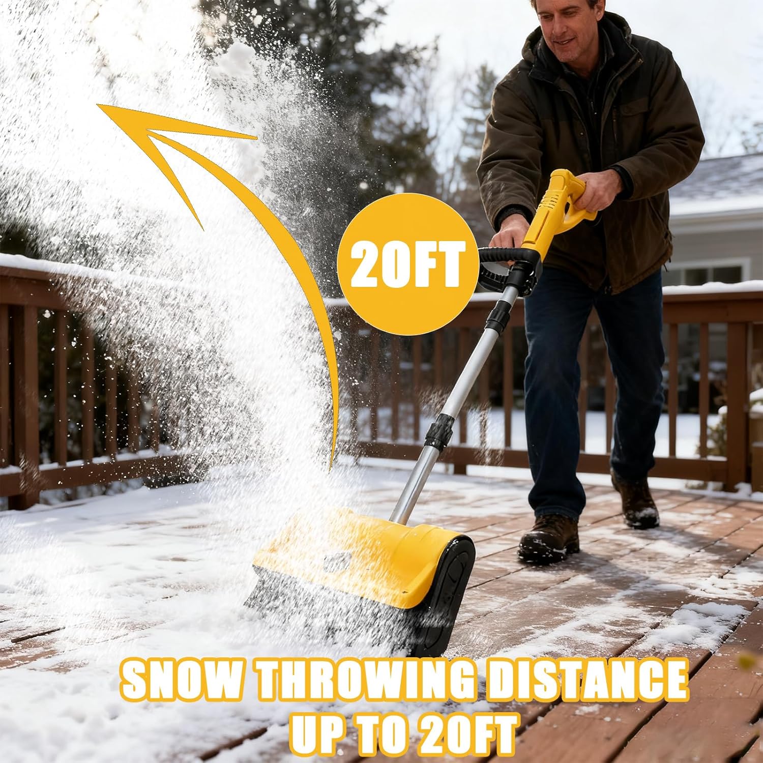 Cordless Electric Snow Shovel Compatible with Dewalt 20V Battery with Brushless Motor, 10-Inch Snow Blower with Directional Plate, Width 12.5'' Depth 6'', 26 FT Throw Distance with Handle (Tool Only)