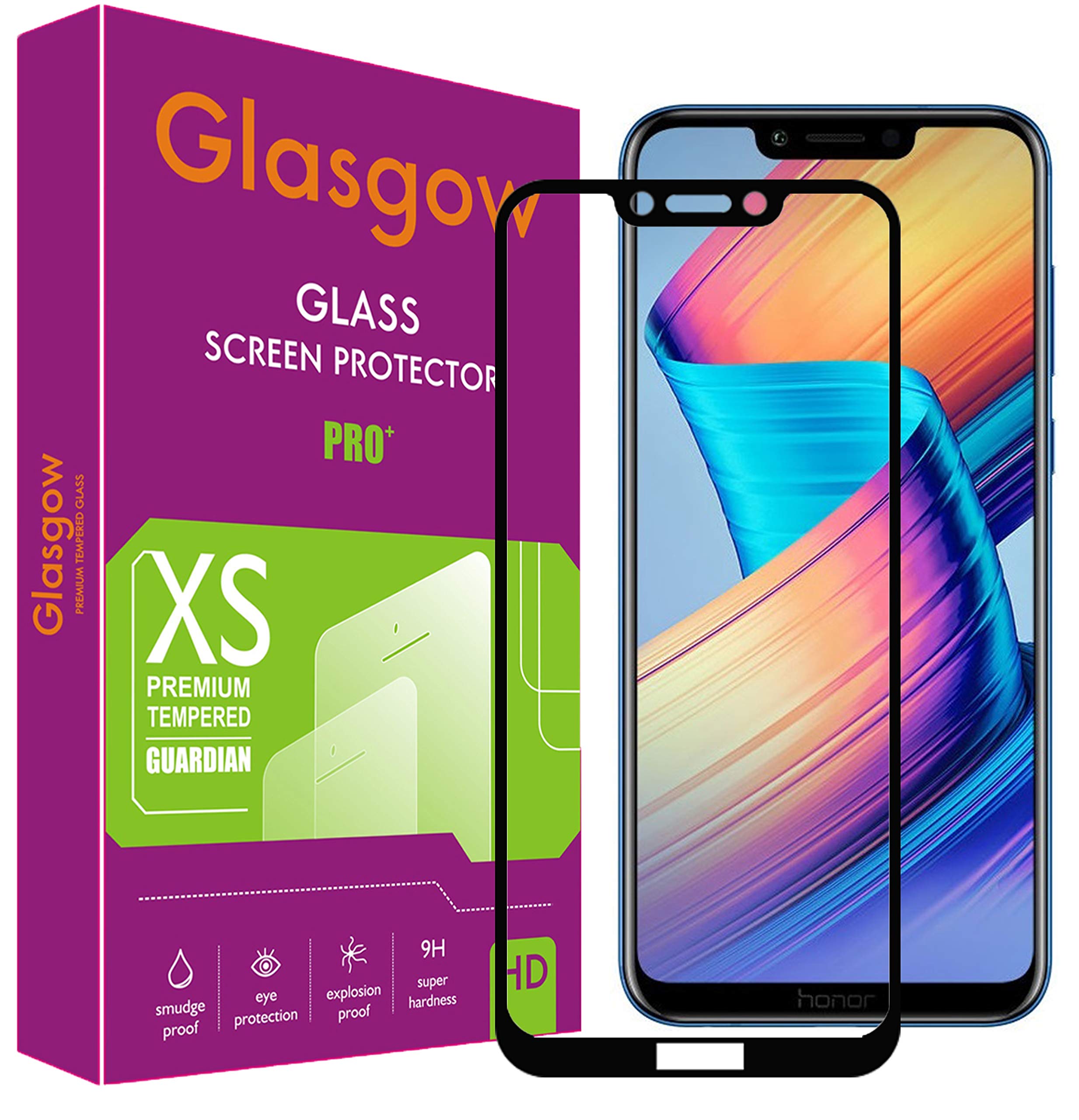Glasgow 9H+ High Definition [HD] Tempered Glass for Honor Play Screen Protection Premium Product [Curved Edges] [Gorilla] - Black (B07WVDDPV6) Amazon Price History, Amazon Price Tracker