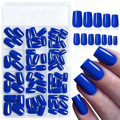 LoveOurHome 240pc Blue Press on Nails Medium Square Fake Nails