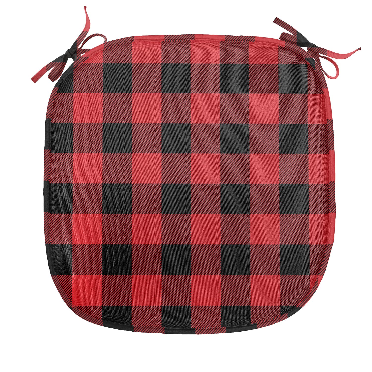 Ambesonne Plaid Chair Seating Cushion Set of 6, Lumberjack Fashion Buffalo Checks Pattern Retro Style Grid Composition, Anti-Slip Seat Padding for Kitchen & Patio, 16