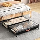 Under Bed Storage Containers With Wheels 54L Large Underbed Shoes Blankets Clothes Toy Storage Drawers For College Dorms Bedrooms Nursery Rooms Organization… (Black 2 Pack, XXL(36