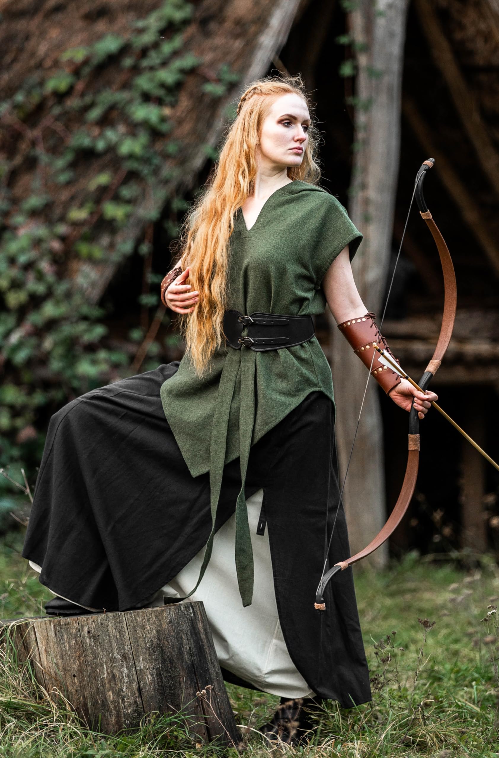 Leonardo Carbone® Mittelalter Miedergürtel Hedwig - Ledergürtel Damen, Mittelalter Kleidung, Gürtel Damen, LARP-Kleidung, Karneval, Cosplay, Wikinger Hobbit Kostüm, Karneval - 100% Echtleder Schwarz