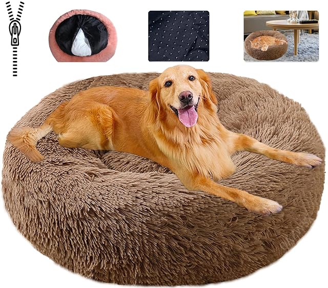KZhanmy Cama de Gato Perro Redonda Mediano Pequeño, Donut Suave Antiestres Casa para Perros