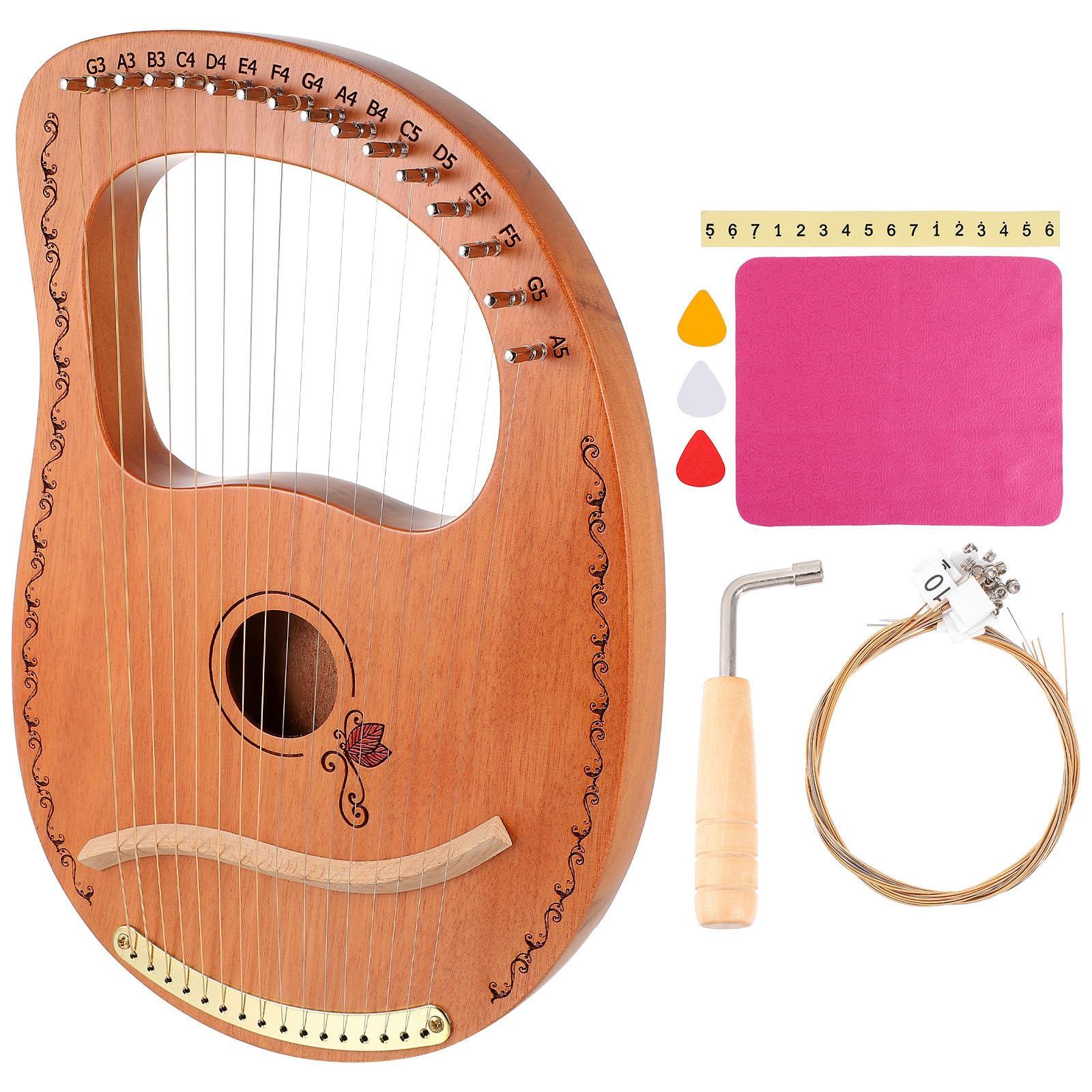 GANAZONO Strumento Musicale 16 Corde per Principianti e Superficie Liscia Arpa Lira in Legno Portatile Design Delicato e Performance