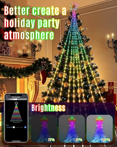 Miniatura 6 de Luces dinámicas de decoración de Navidad para exteriores de 17 pies con cadena de luces de globo de estrella, pantalla personalizada inteligente