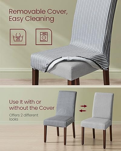 Miniatura 3 de VASAGLE Juego de 6 sillas de comedor, sillas Parsons con funda de tela extraíble, respaldo alto, para comedor y cocina, asiento grueso, 22.8 x 18.9