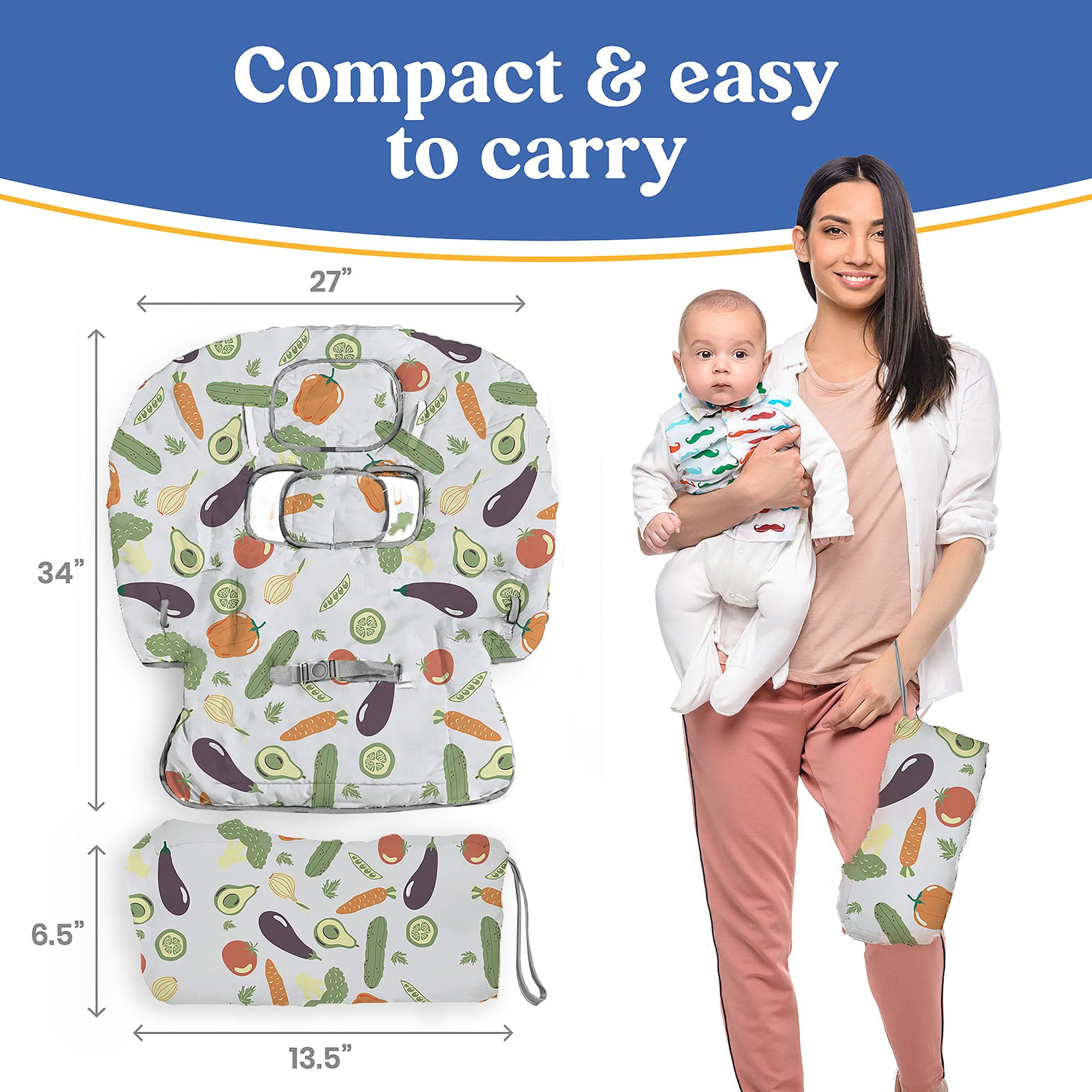 Funda para carrito de compras para bebé PILLANI, funda de silla alta para asiento de restaurante, cubierta de carrito de comestibles para bebés/niños/niños, fundas de algodón para bebés, funda para