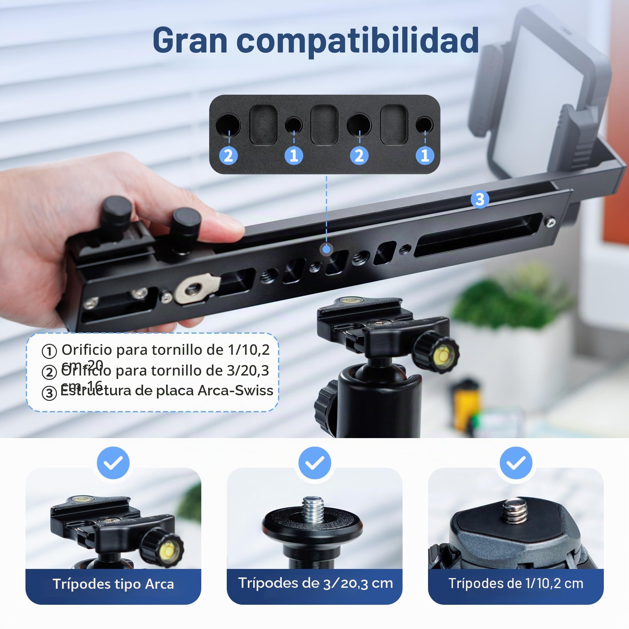 JJC Adaptador Digitalizador de Película con Varilla Ajustable y Juego de Luz LED Convierte Película Negativa de 35mm y Diapositivas a Digital JPEG para Canon Sony Nikon Lente Macro