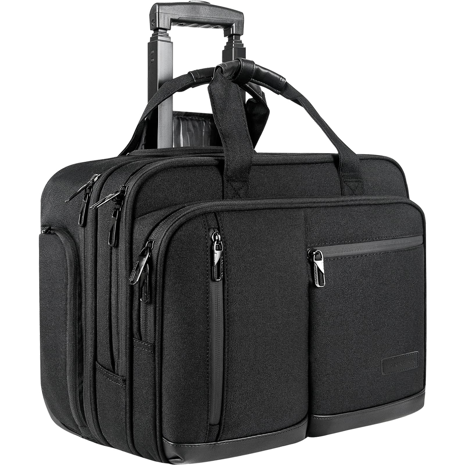 VANKEAN Sacoche à roulettes pour Ordinateur Portable de 17,3" pour Homme, Mallettes à roulettes pour Ordinateur Portable élégante et résistante à l'eau avec Poches RFID pour Voyage