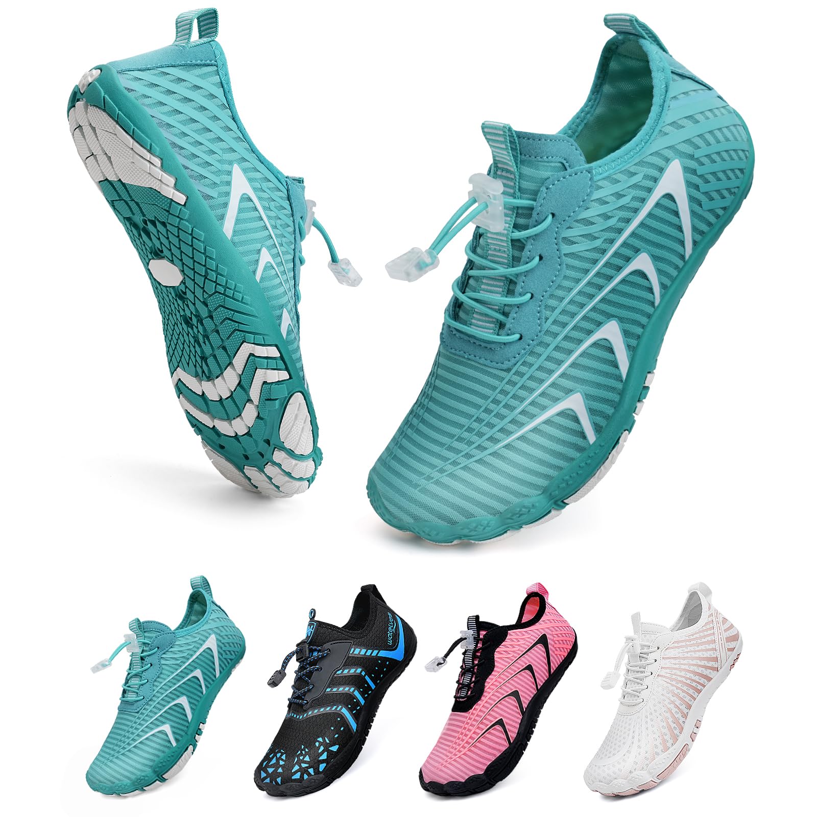 WateLves Unisex Barfußschuhe Damen Herren Wasserschuhe Badeschuhe Schnell Trocknend Weich Traillaufschuhe Fitnessschuhe mit rutschfest Sohle & Breiter Zehenbox