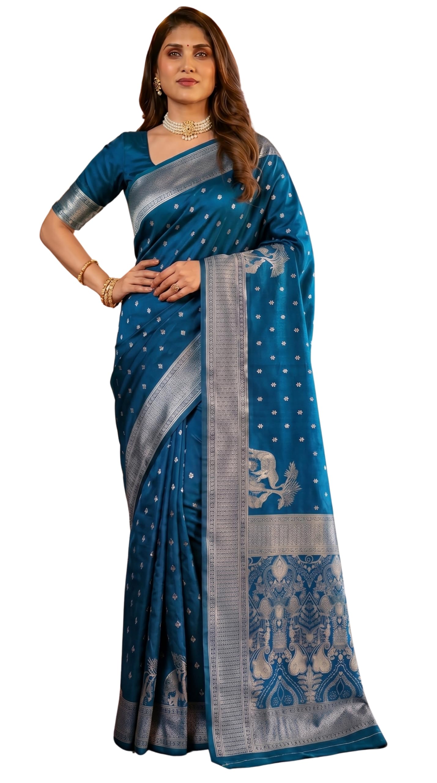 Women's Pure Soft Silk Saree With Blouse Piece For Wedding (Bansi)-image-35