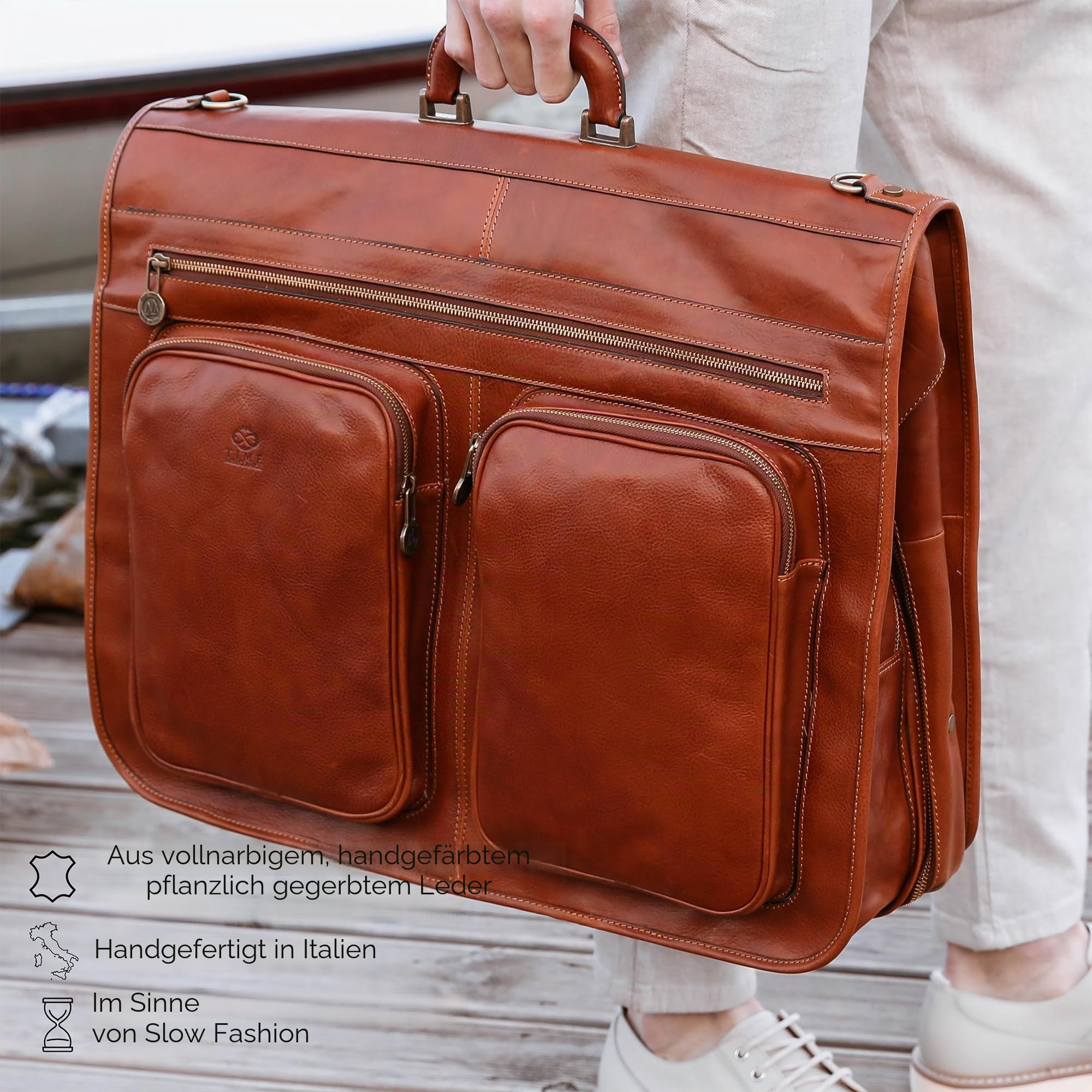 Leder Kleidersack - Anzug Duffel Slim Handgepäck Kleiderschutztasche- Damen & Herren - Time Resistance