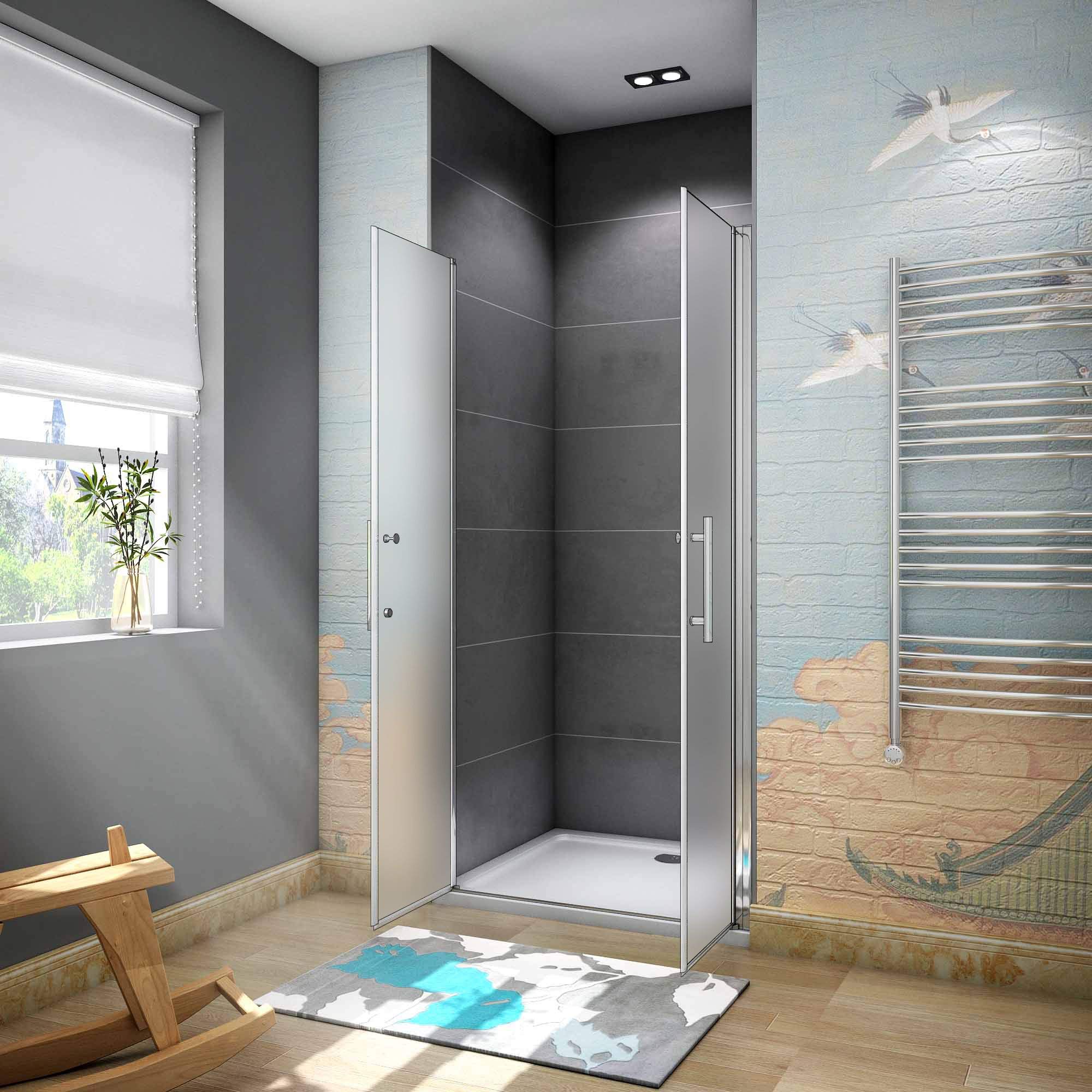 Porta Anta Doccia Per Nicchia - Apertura A Saloon, Cristallo Temperato 6mm, EasyClean Anticalcare - Foto 4