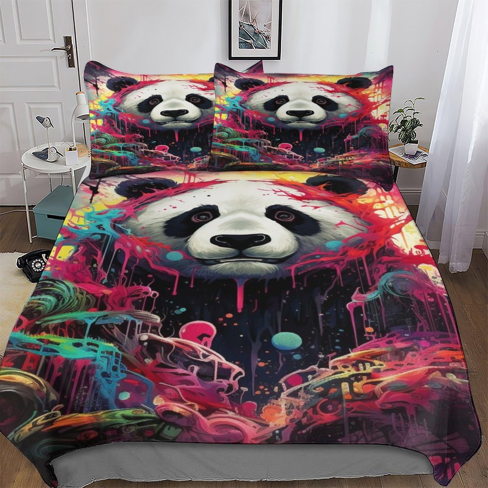 Housse de couette panda king 3 pièces douce et respirante pour des nuits confortables en famille