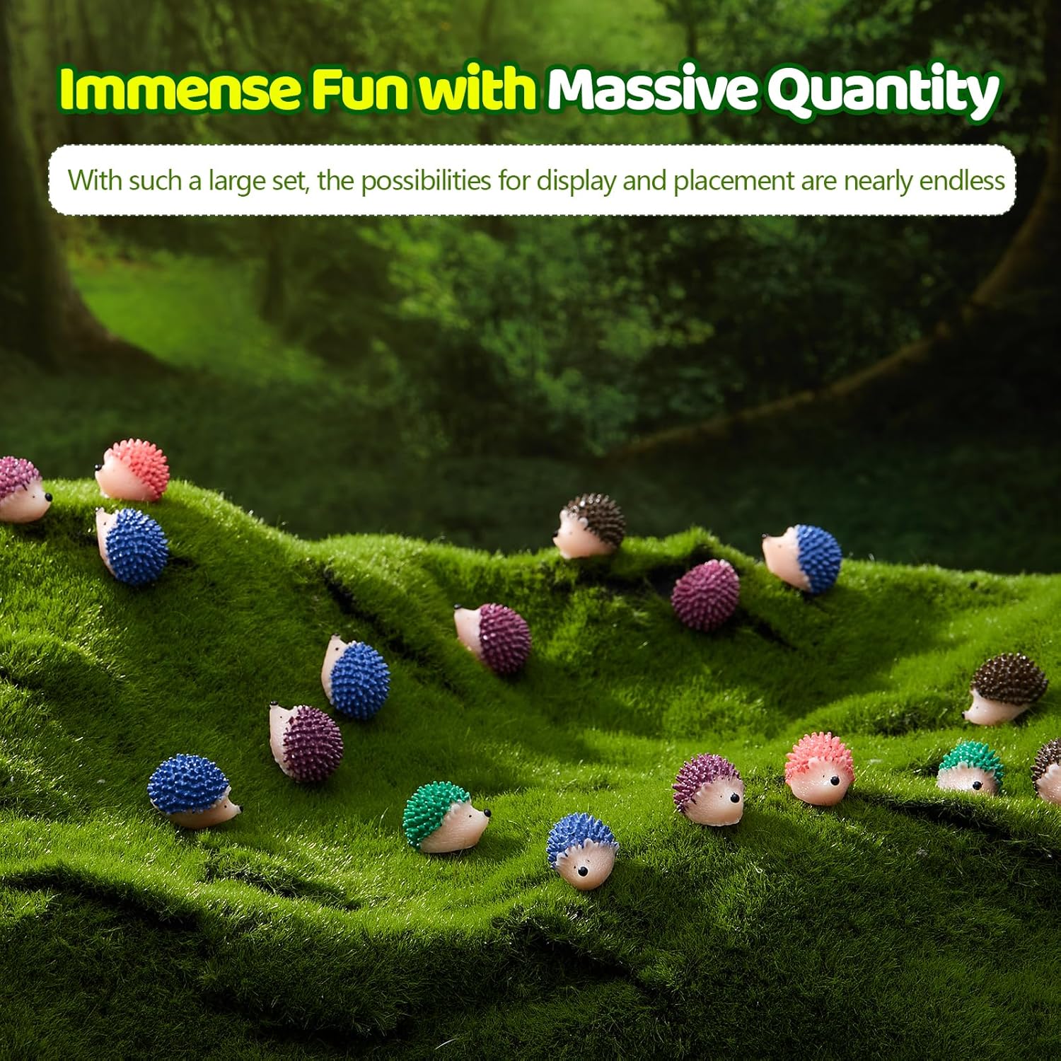 Gemscream 200 Pcs Mini Hedgehog Figurine Miniature Resin Animal Figure Multicolor Hedgehog Outdoor Garden Ornament Decor for Christmas Party Gift Cake Toppers Moss Landscape DIY Fairy Decor, 5 Color
