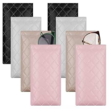 Amylove 8 Pcs Squeeze Top Sunglasses Case Soft Leather