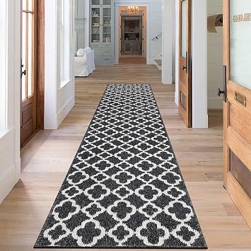 SHACOS Long Hallway Runner Non Slip 60x240 cm Washable Carpet Runners Black