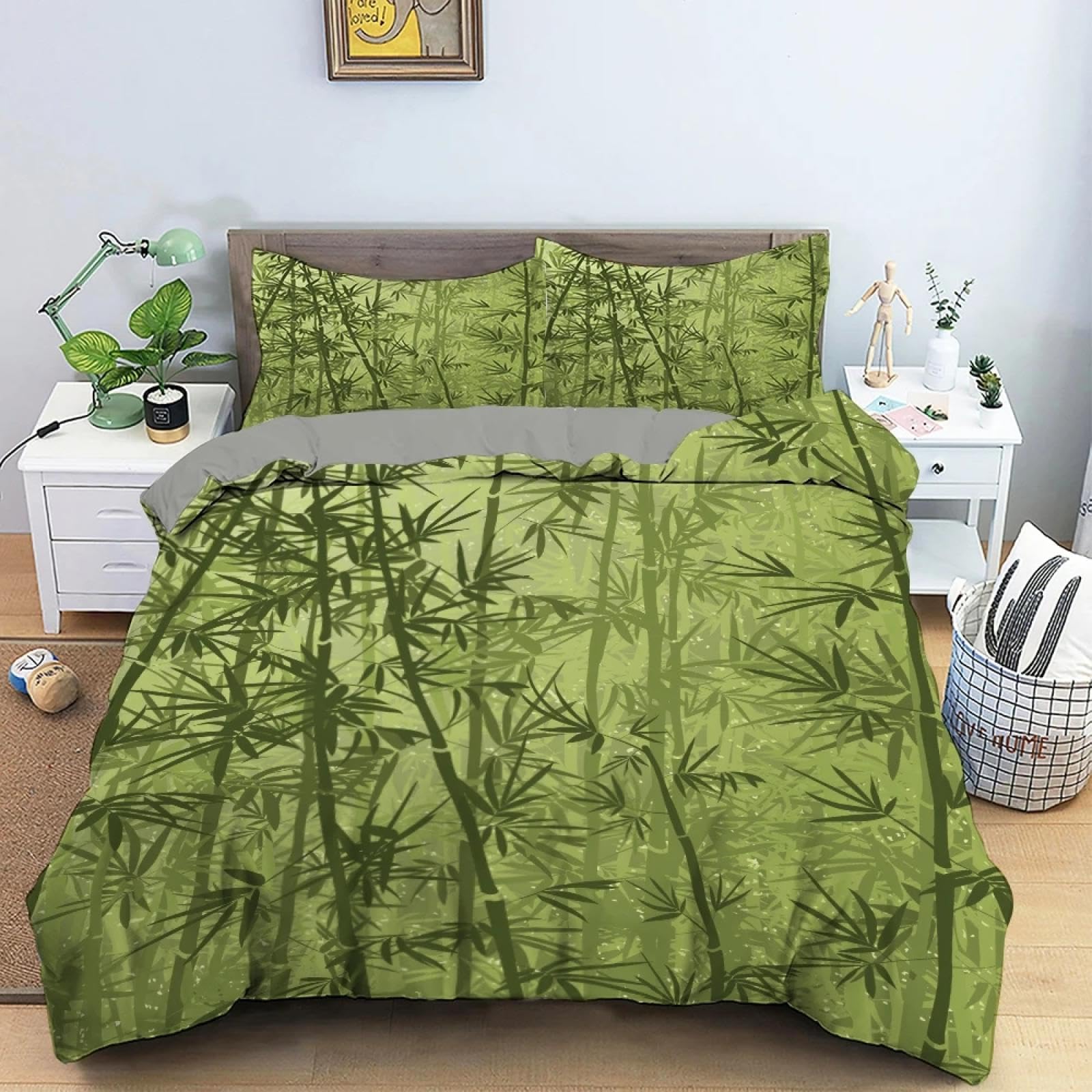 Parure de lit en bambou vert king queen pour créer un cocon de fraîcheur