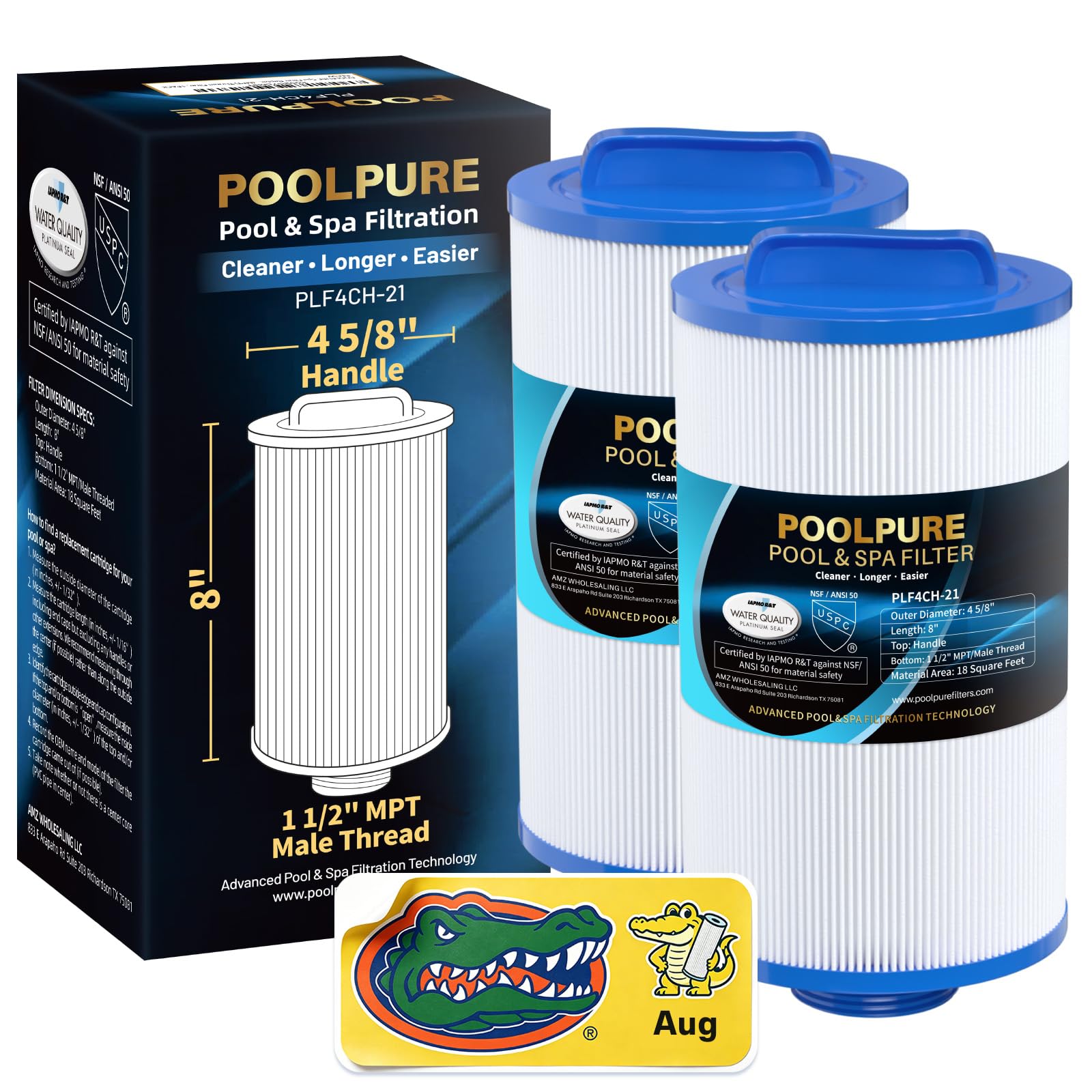 POOLPURE Lot de 2 filtres spa 4CH-21 remplace PDM25P4 | Compatible avec PTL18P4, PA13, PA17, Filbur FC-0121, 20245-238, PVT-25N, Baleen AK-9003, SD-00845, 1,7 m².