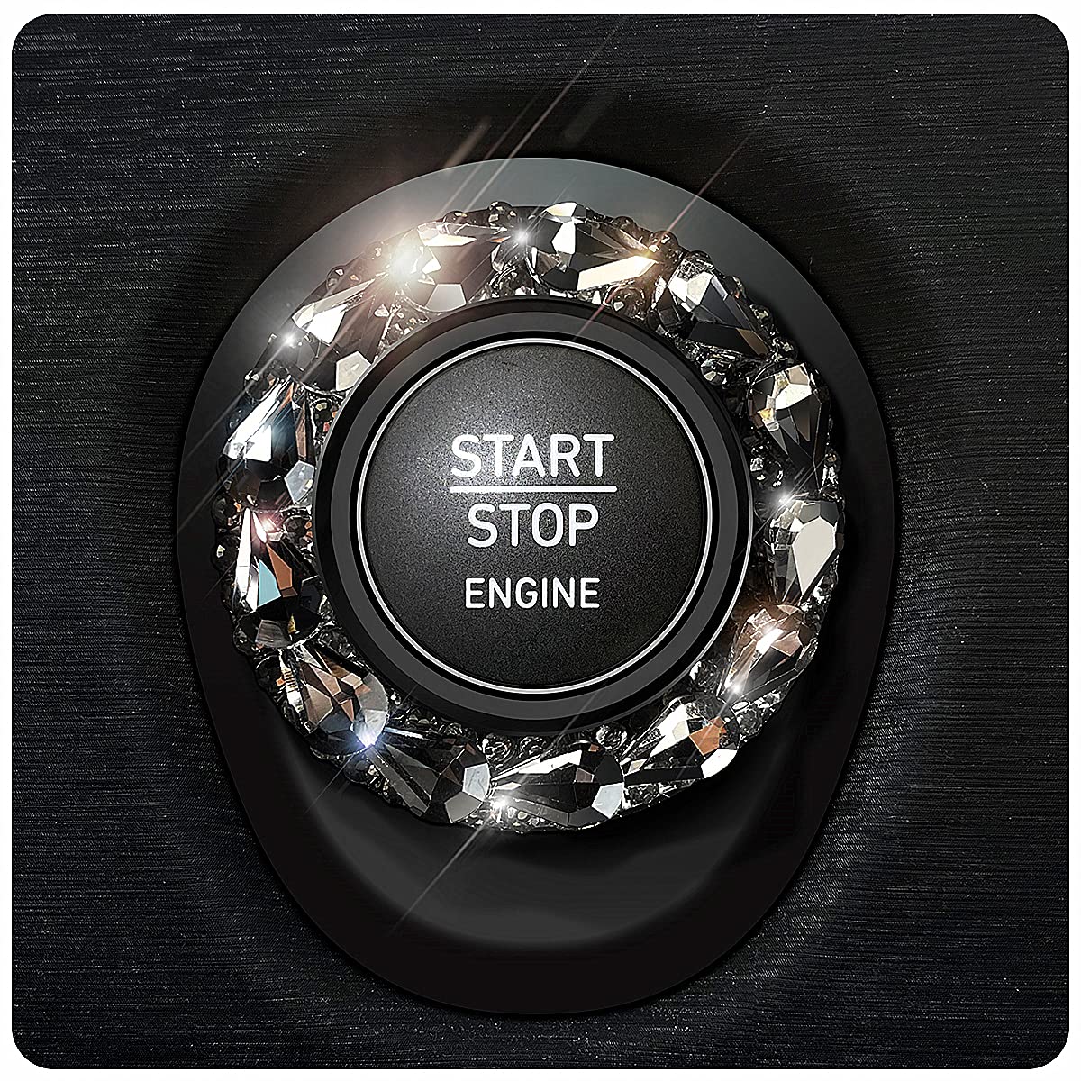 Blinglife Car Engine Start Stop Button Cover, Shiny Crystal Rhinestone Cover Protection Ring,Black Bling Accessories, Accessories for Wowen (Black gem