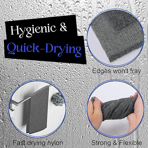 Miniatura 5 de PHOGARY Toalla exfoliante, paquete de 2 paños de ducha para la espalda, esponja de belleza corporal para ducha, paños de lavado ásperos, toalla de