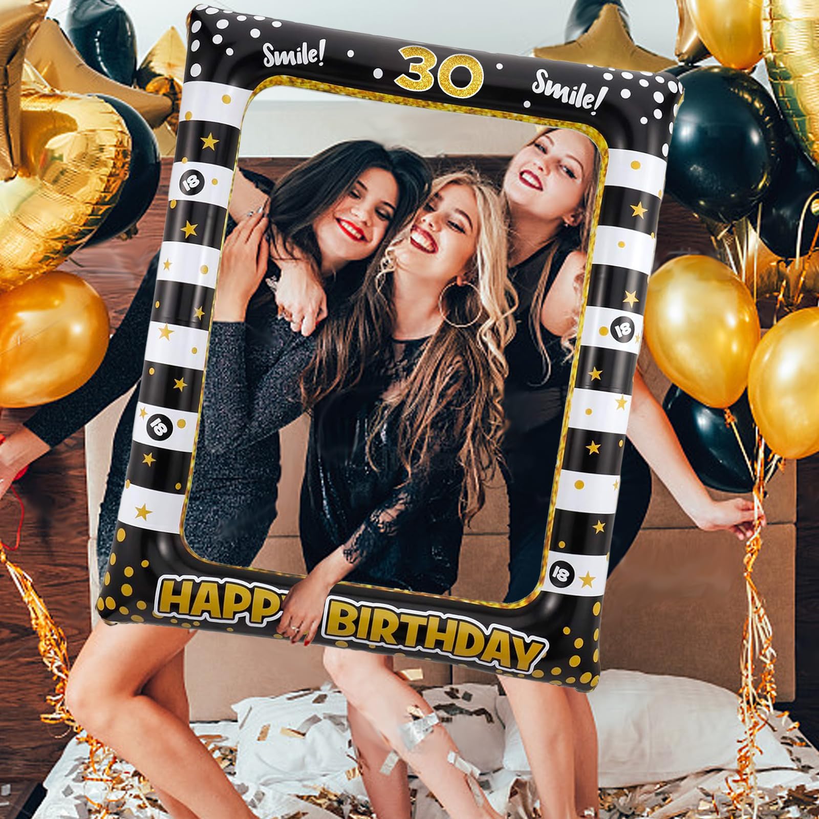 Cornice Gonfiabile 60° Compleanno - Oro Rosa, Con Accessori Per Foto Booth, 35 Pezzi - Foto 10