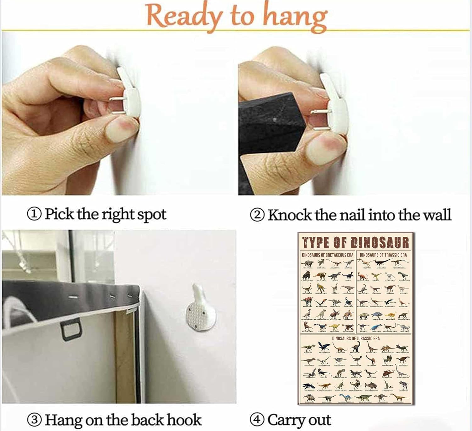 Dinosaur Canvas Wall Art Ultimate Dinosaur Encyclopedia Painting Prints Jurassic Dino Knowledge Posters Prehistoric Creatures Pictures for Kids Room Wall Decor Framed