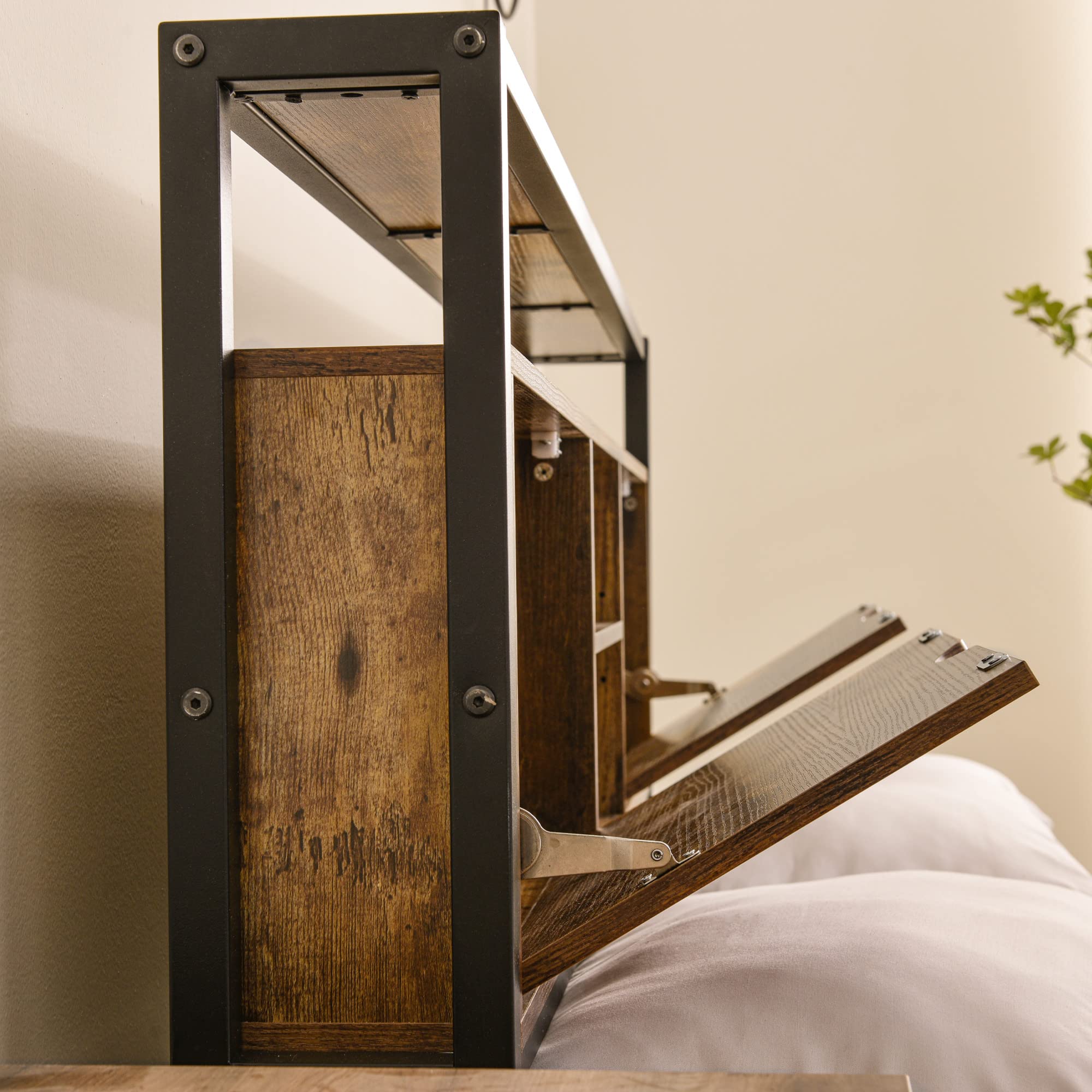Cama de metal para adolescentes con cabecero de almacenamiento y somier de láminas de metal, marco de cama para adultos, niños, adolescentes, color negro, cama industrial (140 x 200 cm)