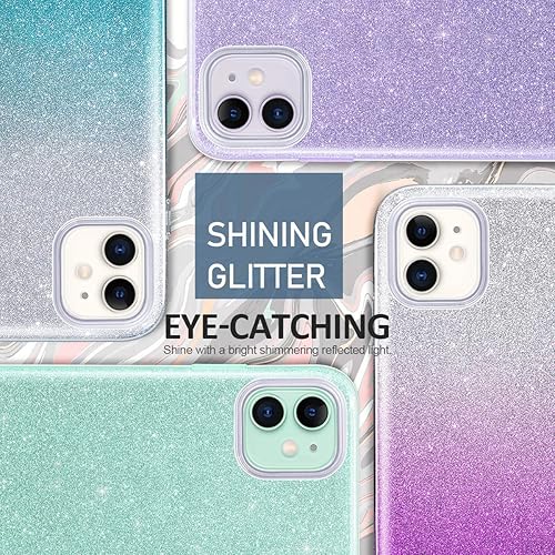 Miniatura 7 de MATEPROX - Carcasa para iPhone 11 y 2019, de 6.1" diseño de brillantes para niñas y mujeres, Púrpura