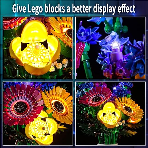 Miniatura 29 de Vaodest Luz LED para modelo de ramo de flores Lego 10280, diseño y configuración compatible con el modelo 10280