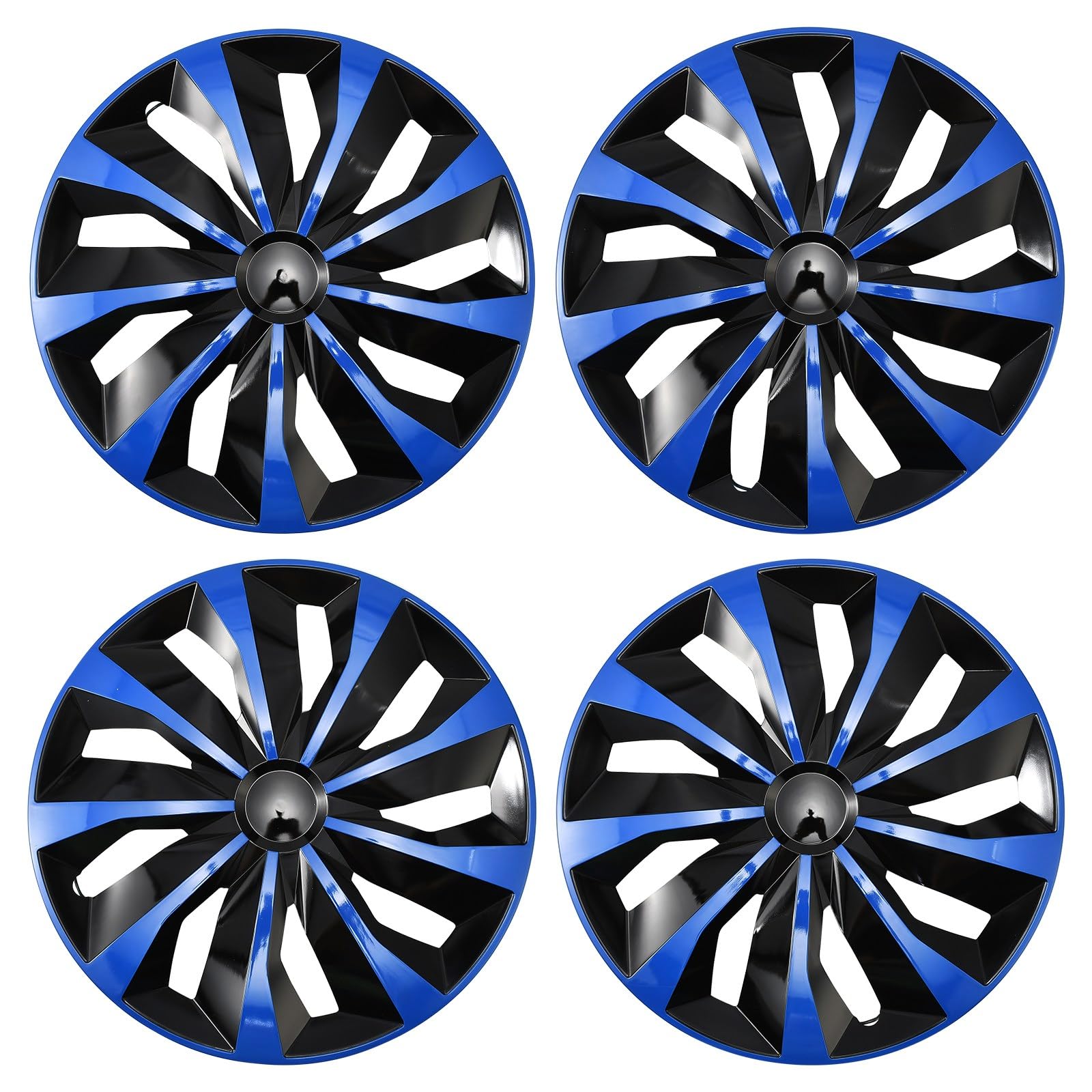 Black with Blue Hubcap Wheel Cover Replacement Kit 16" Hub Caps Wheel Rim Cover Car Exterior Accessories Pack of 4, 16 Inches