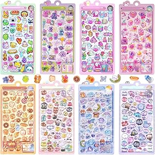 第一世代 ぷくぷくシール ぷくぷく ぷっくりシール 立体 中空 かわいい 8枚セット 大きめ 1枚偏光効果 ごほうび キラキラ 韓国 子供 大容量 スマホケース 手帳 diy 贈り物 スタイルB