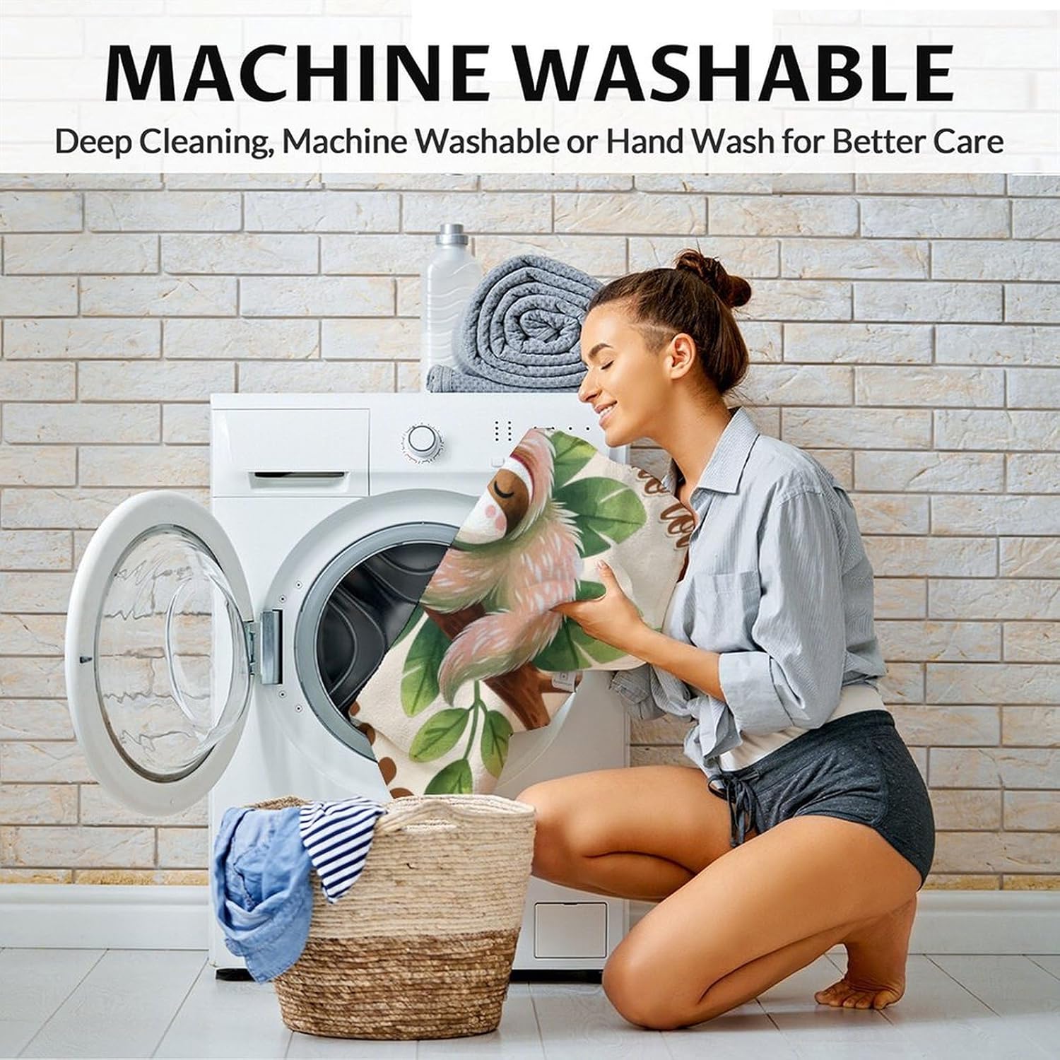 Funny Sloth Gift for Adults - 60" x 80" Inches Cute Sloth Throw Blankets for Teens - Beige Warm Fuzzy Blankets for Sofa, Bed & Living Room