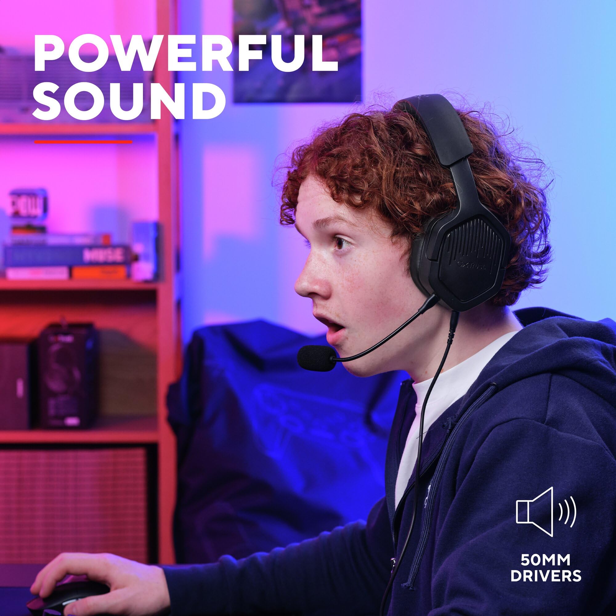 GXTrust Ravox słuchawki gamingowe PS5 PS4 Switch PC Smartfon 3.5mm, czarne | przetworniki 50mm, odpinany mikrofon, headset dla gracza, przewodowy zestaw słuchawkowy wokółuszny, biały