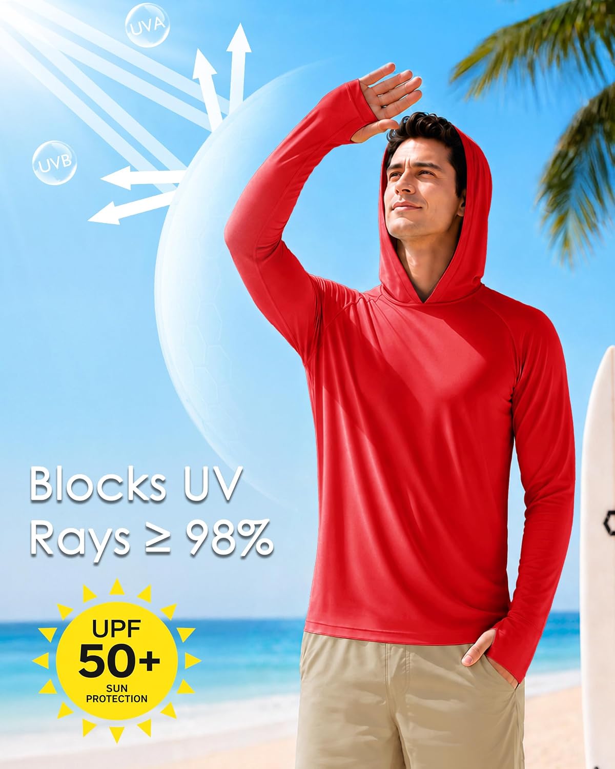 Boladeci Men's UPF 50+ Sun Protection Lightweight Hoodie Shirts Long Sleeve Fishing Shirt SPF UV Hiking Swim image 3