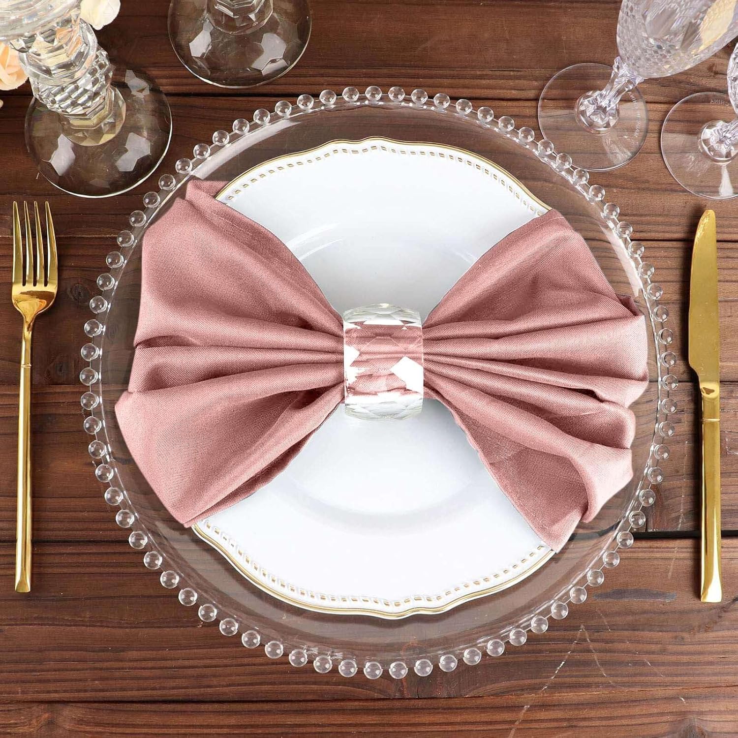 Tableclothsfactory Premium Pack of 100 Premium Dusty Rose 20" x 20" Washable Polyester Napkins Great for Wedding Party Restaurant Dinner Parties for Party & Decorations