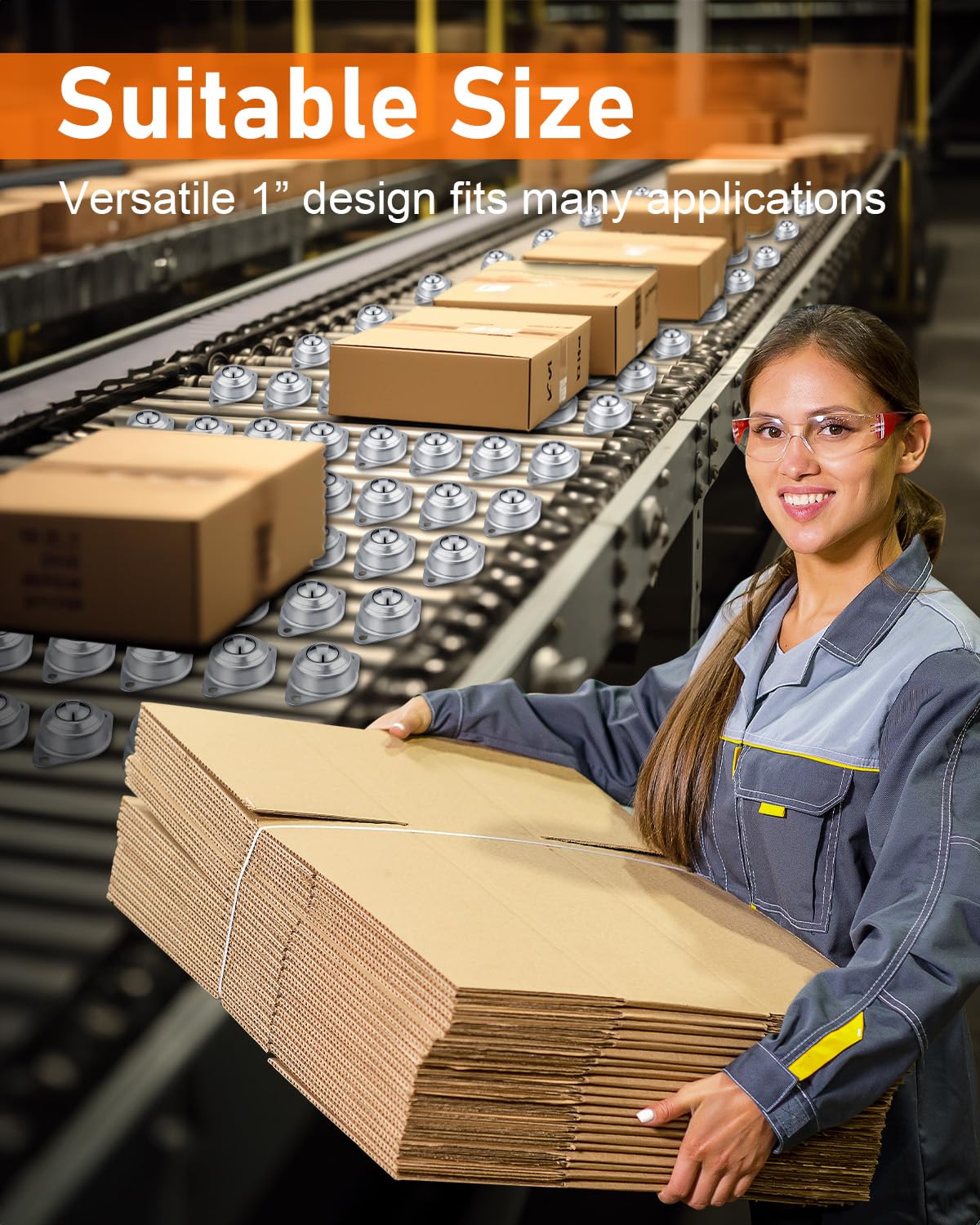 40 PCS Conveyor Rollers Bearings, 360° Smooth Low Profile Casters, 1“ Ball Casters for Furniture, Pickup Truck Bed, Workshops and Garage, Heavy Equipment.