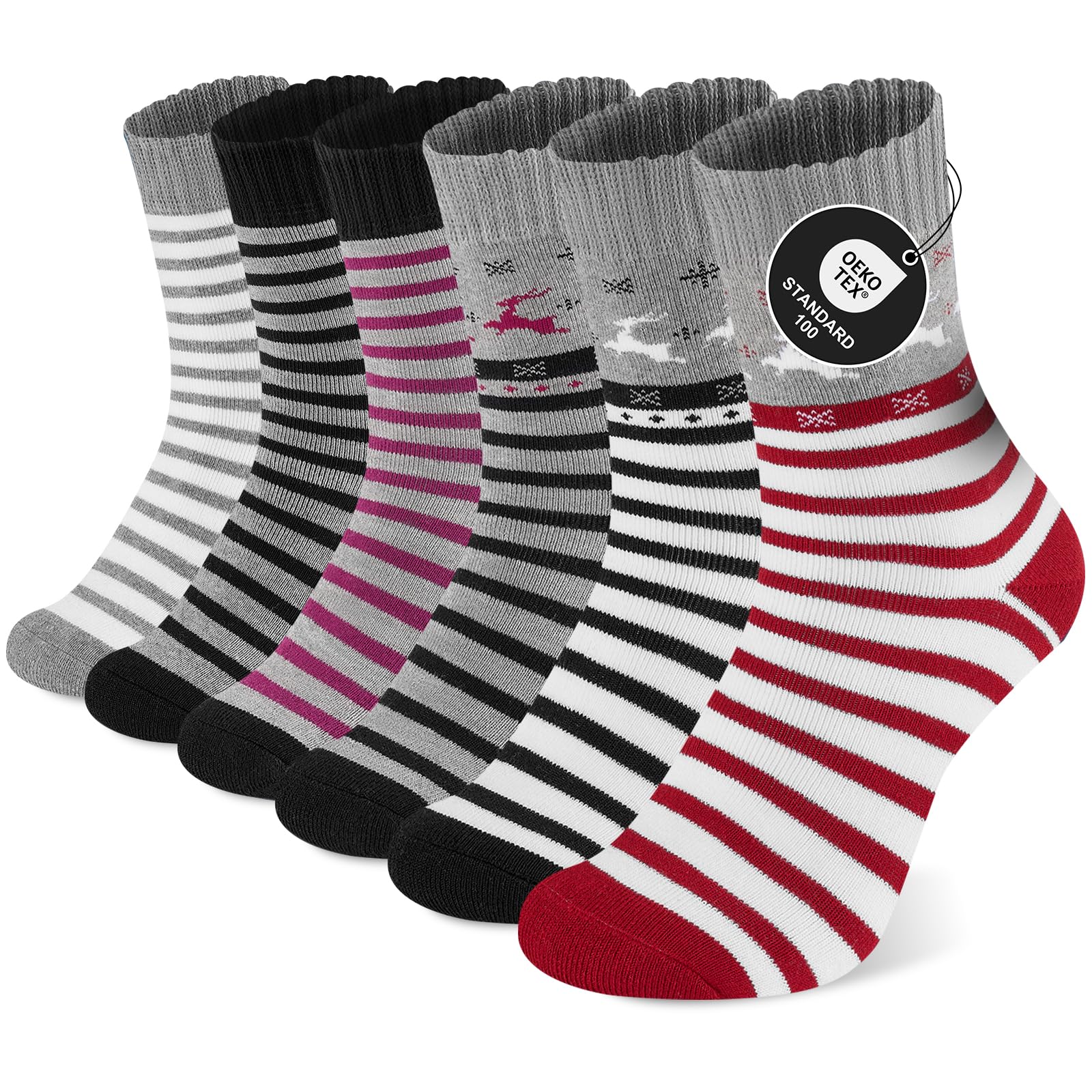 Niorasen Geschenke für Frauen 6 Paar Thermosocken Damen, Warme Wintersocken, Dicke Weiche Baumwolle Socken Bunte Lustige Geschenke mit Innenfrottee