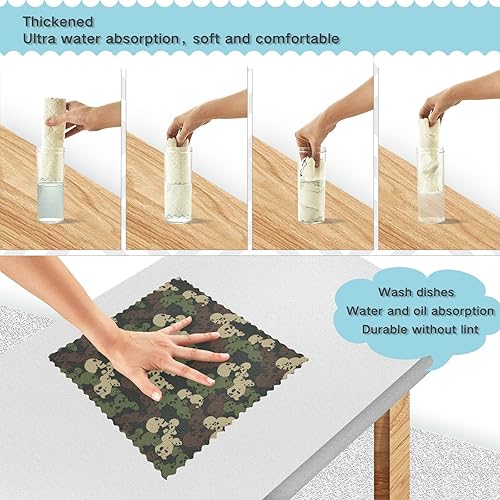 Miniatura 4 de Halloween Skull Camo Set of 6 Fast Drying Microfiber Towels for Kitchen Decorative Soft Microfiber Drying Towel Kitchen for Bathroom Coffee