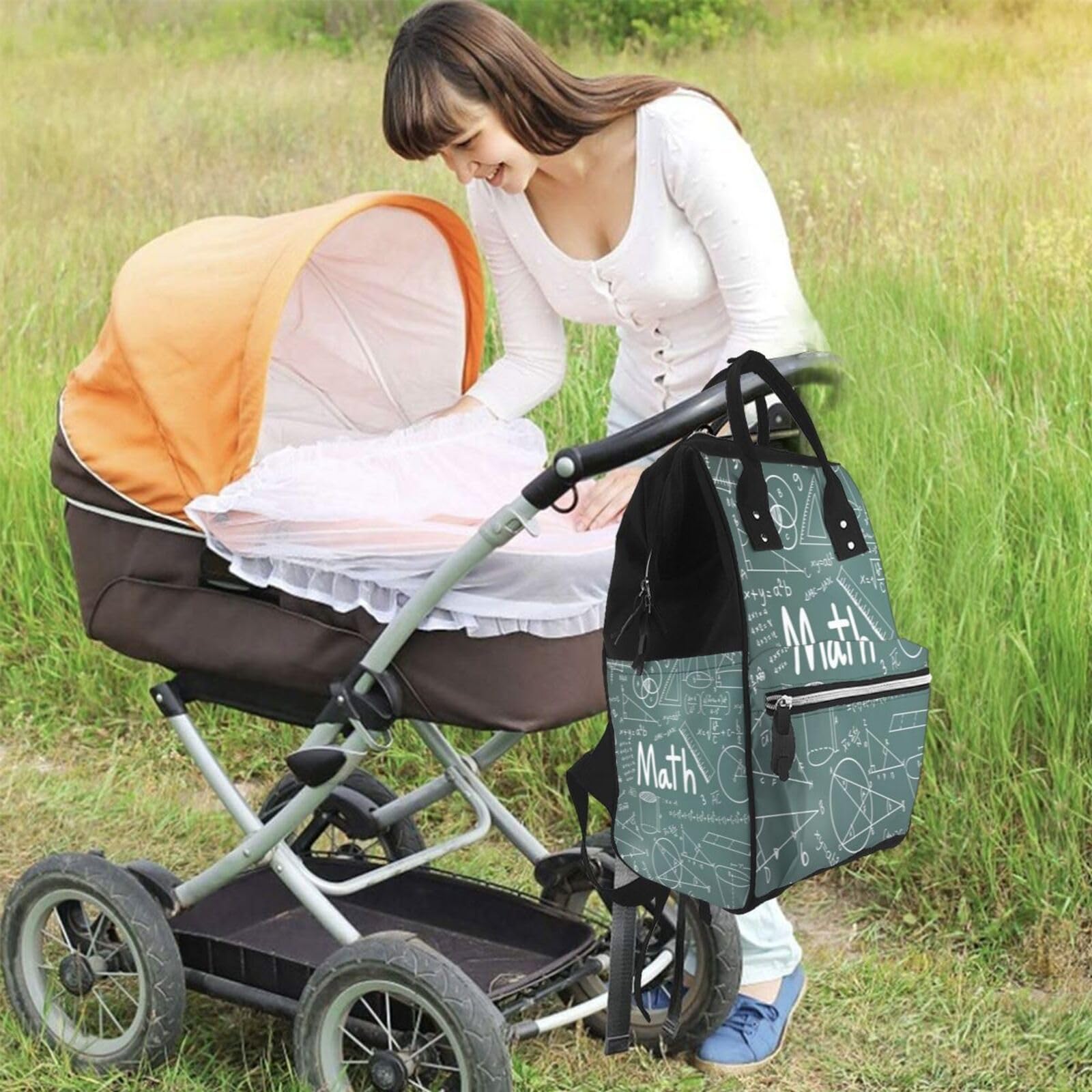 Zaino della mummia dei biscotti del chip, borsa del pannolino, zaino multifunzionale di viaggio di modo per la donna, Parola lezione di matematica, Etichettalia unica