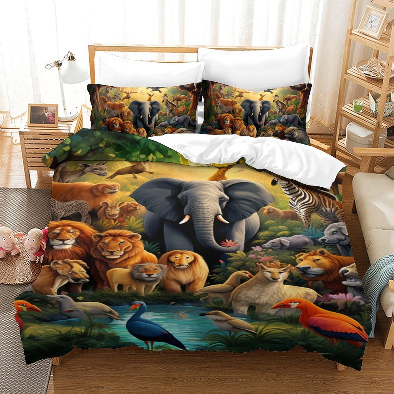 Housse de couette animaux sauvages pour transformer la chambre d'enfant en aventure 3D