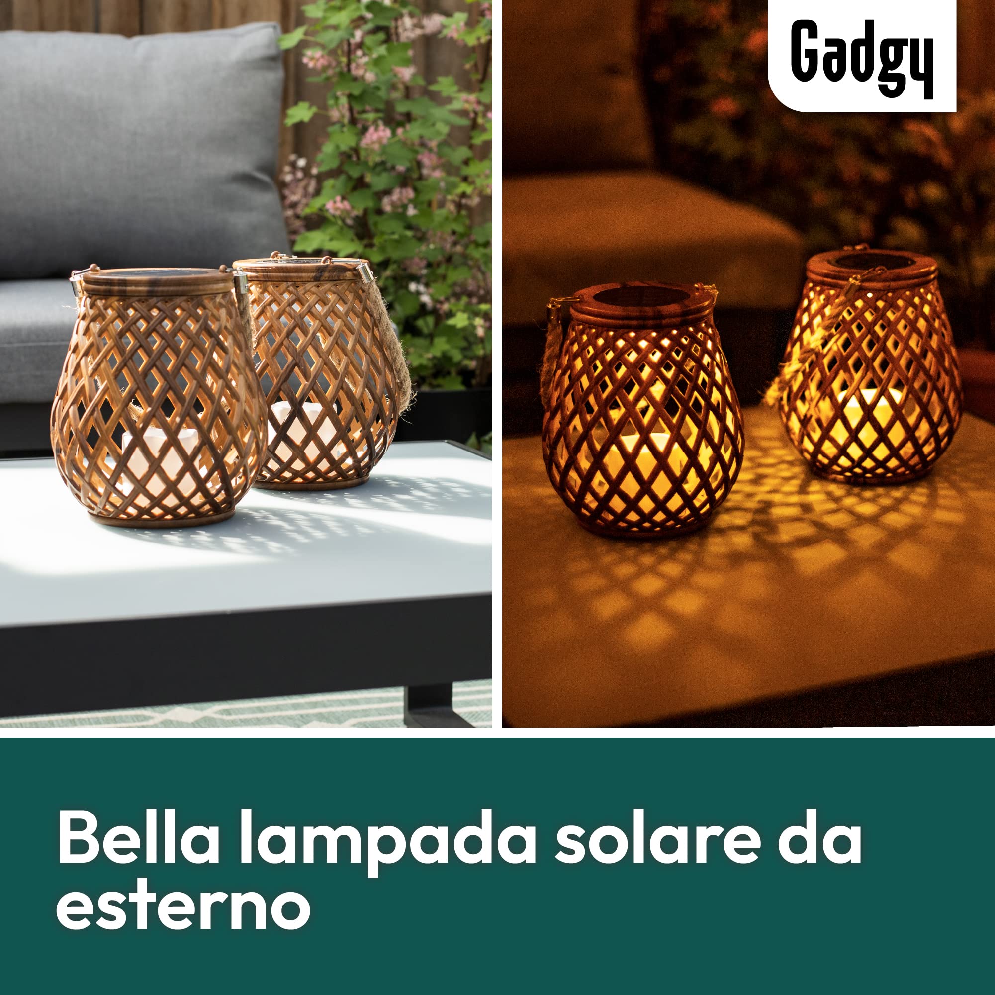 Lanterne Solari In Rattan Per Esterno – Luce D’Ambiente Impermeabile Con Manico In Spago Per Giardino, Terrazzo E Alberi - 2