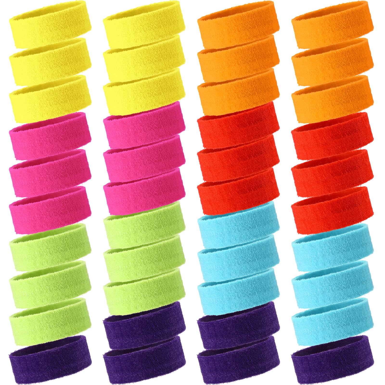WILLBOND 42 Pcs Sports Sweatbands Sweat Headband for Kids Colorful Basketball Sweatband Cotton Terry Cloth Headband for Youth Athletic Soccer Brace Yoga Outdoor Activities (Light Color)