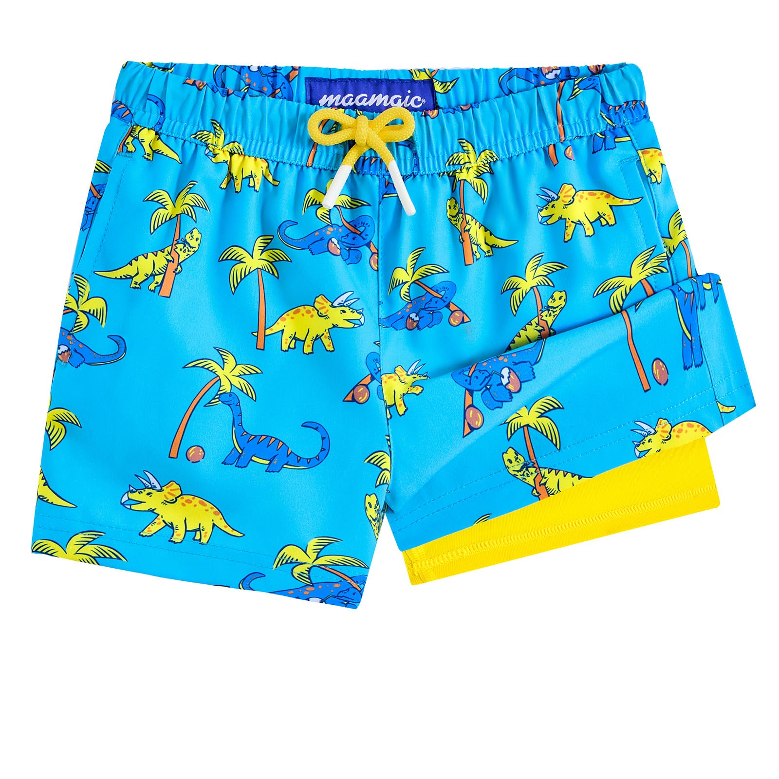 maamgic Boys Swim Trunks with Compression Liner Quick Dry Swim Shorts