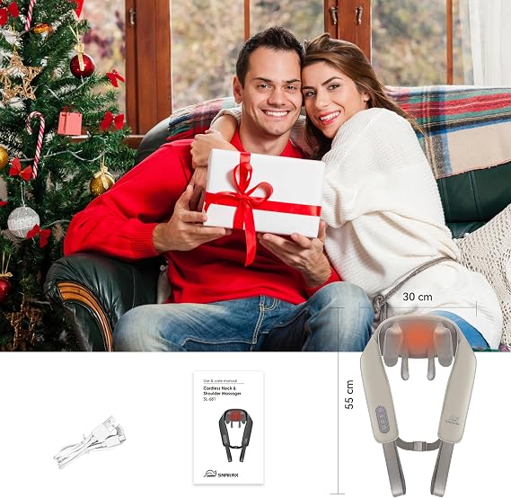 Snailax Shiatsu Neck Massager with Heat, Mother's Day Gifts, Cordless Shoulder Massager for Pain Relief, Gifts for Women Men