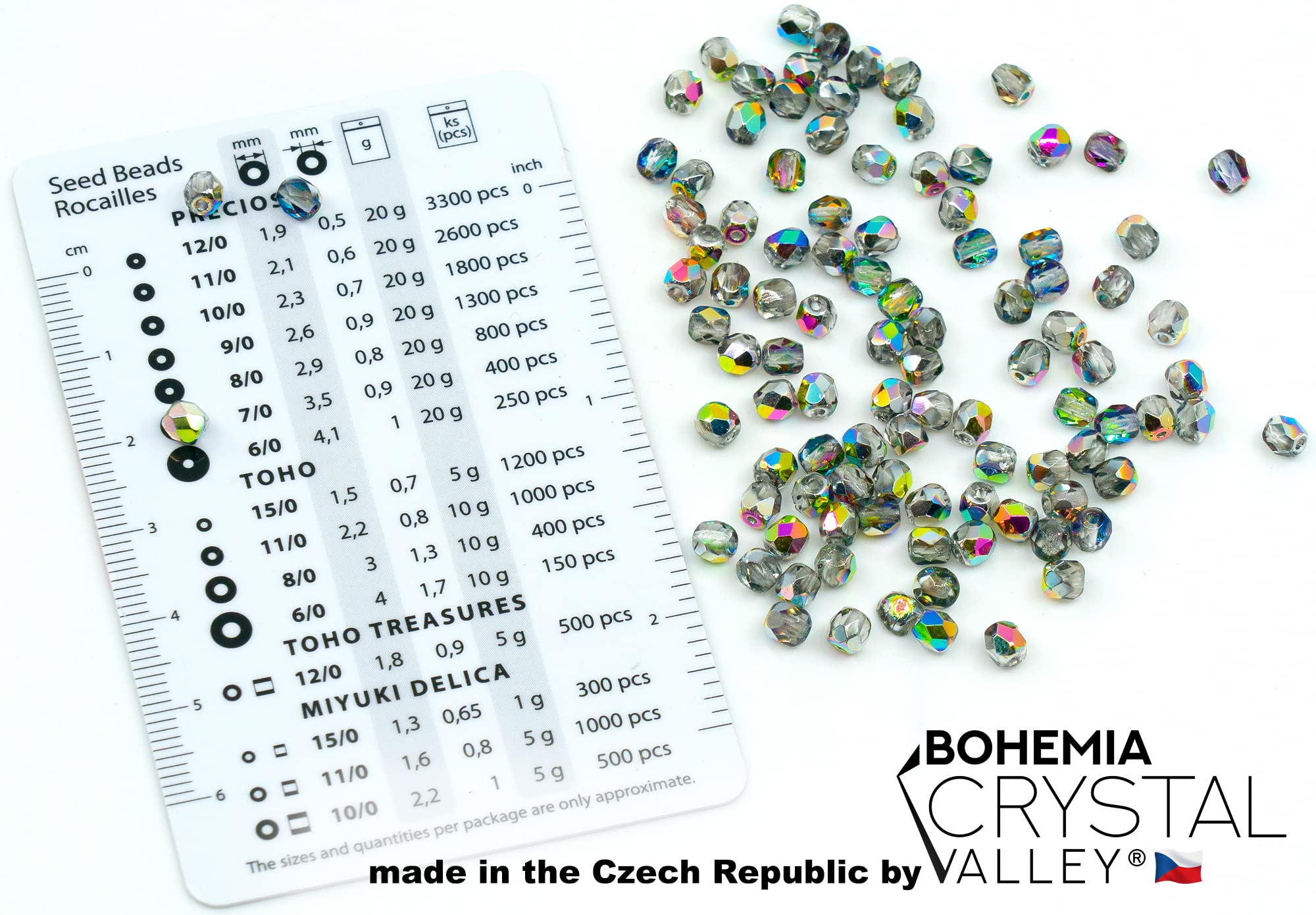 100 pcs of Faceted Fire Polished Pressed Czech Glass Beads 4mm (0.16in), Crystal Vitrail 00030-28101 BCV, 4 mm, 100 pcs - Image 2