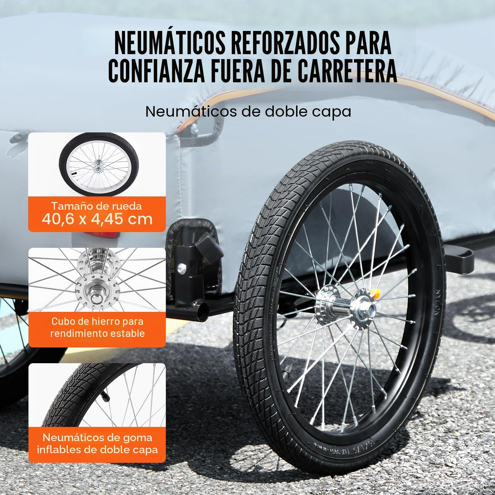 VEVOR Remolque de carga para bicicleta, capacidad de carga de 88/100/160 libras, carrito de bicicleta resistente, almacenamiento compacto plegable con enganche universal