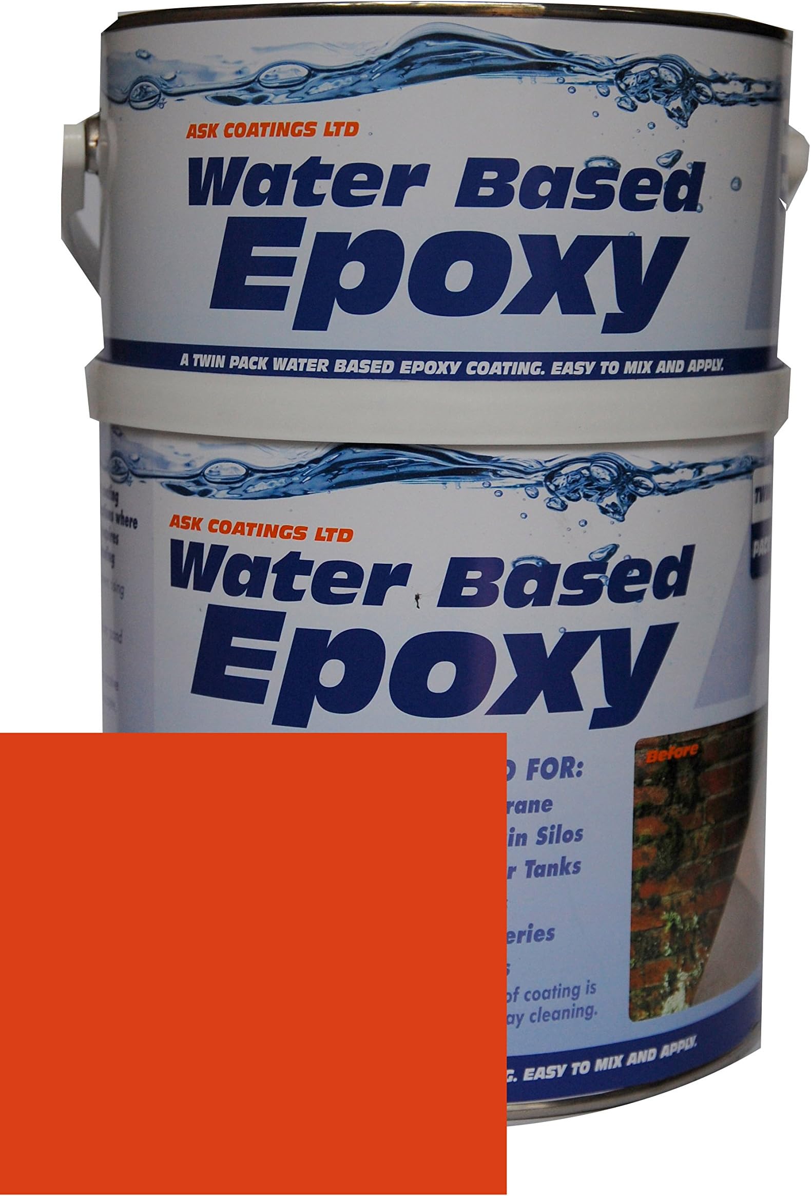Damp Proof Epoxy Resin Water Based Paint for Garages, Walls, Basements and Tanks - 2.5L (Red)